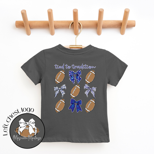 *PREORDER* Tied to Tradition | Royal | Football Kid’s Tee