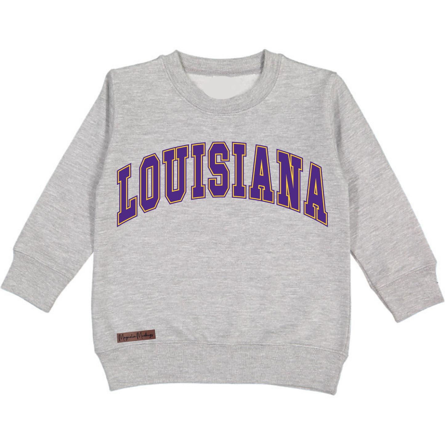 *PREORDER* Louisiana Kids Crewneck Pullover | Purple + Gold