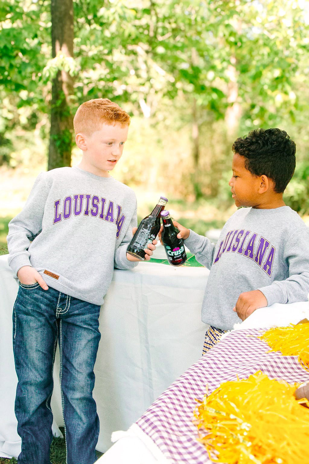*PREORDER* Louisiana Kids Crewneck Pullover | Purple + Gold