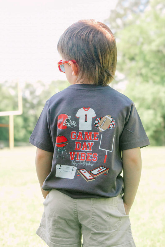 *PREORDER* Game Day Vibes | Red + Black | Football Kid’s Tee