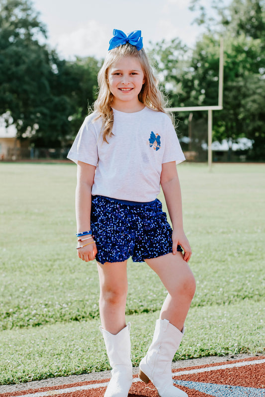 Blue Sequin Shorts