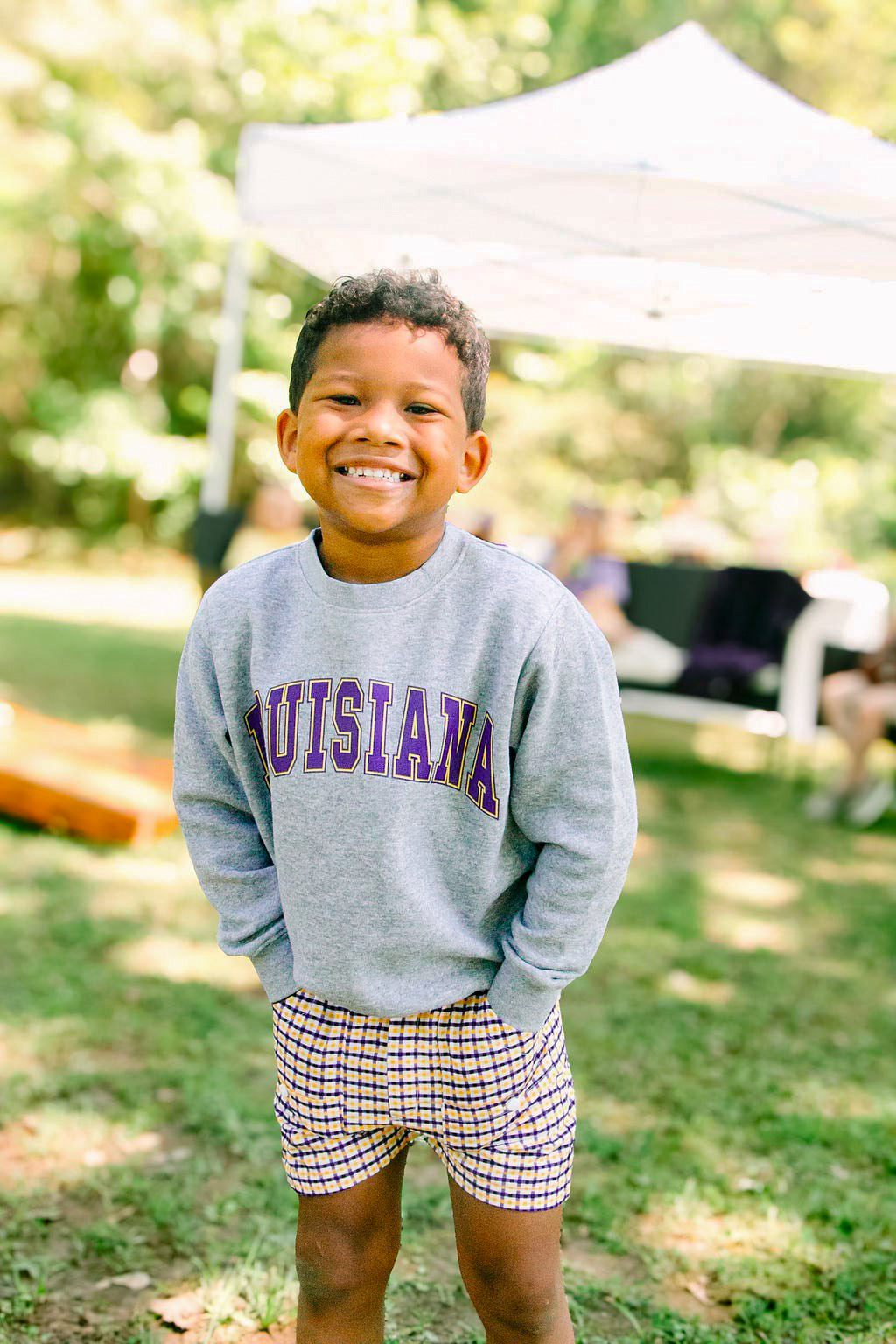 *PREORDER* Louisiana Kids Crewneck Pullover | Purple + Gold