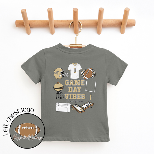 *PREORDER* Game Day Vibes | Black + Gold | Football Kid’s Tee