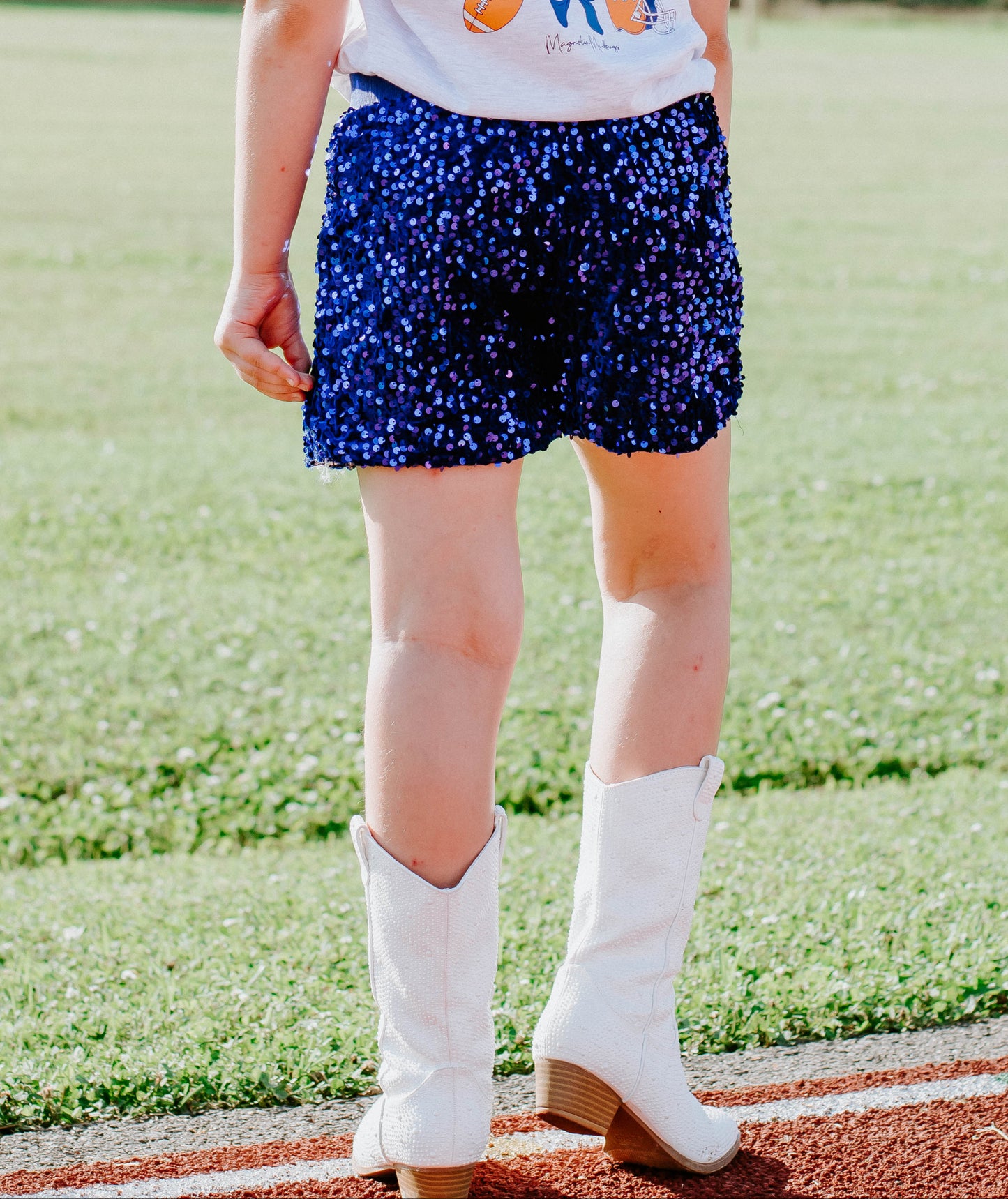 Blue Sequin Shorts