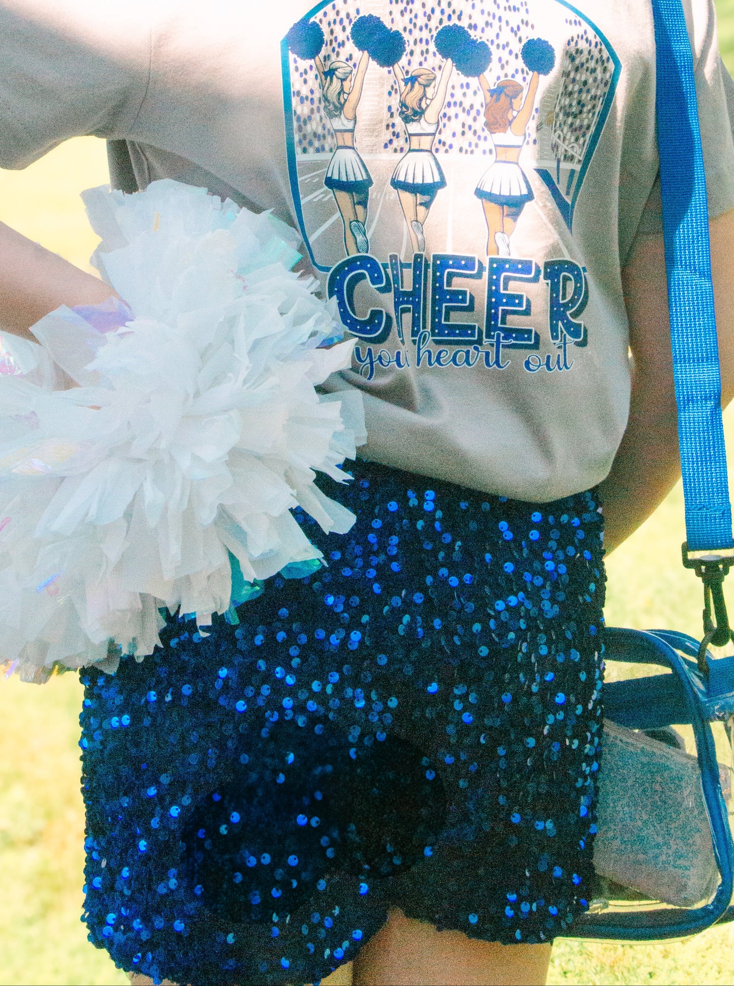 Blue Sequin Shorts